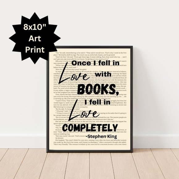 Other - Stephen King Inspired Book Page Art Print-Fell in Love with Books